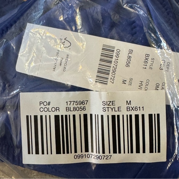 J. Crew Women’s Heritage Scoopneck Bikini Top BX611 Size M In Blue NWT - Picture 4 of 6